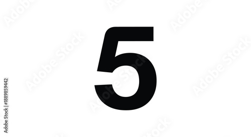 A stark depiction of the number five presented in a bold black typeface against a clean white background