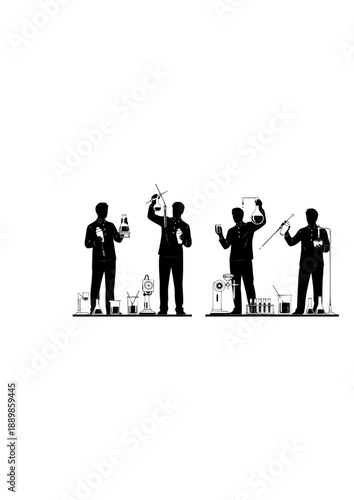 Molecular Mixology Sommelier Silhouette, Future Cocktail Bar Science, Luxury Gastronomy and Science Based Beverage Design Vector