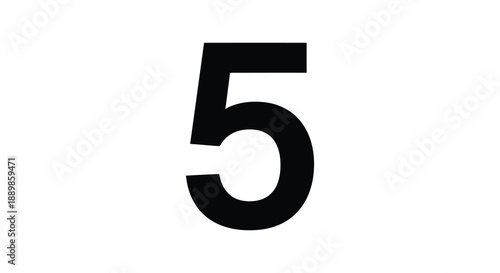A striking visual representation showcases a bold black number five prominently displayed against a clean white background
