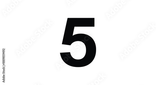 A stark depiction of the number five against a white backdrop focusing on its bold form and simplicity