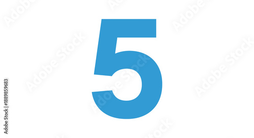 A striking visual representation showcases the numeral five in a bold solid blue hue against a white backdrop