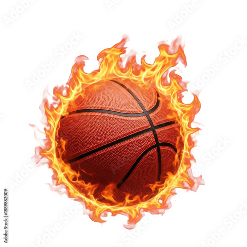 Wallpaper Mural Dynamic basketball engulfed in fiery flames, symbolizing intense competition and passion, isolated on transparent background Torontodigital.ca