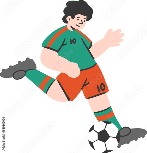 Football Action Poses Flat Vector Illustration