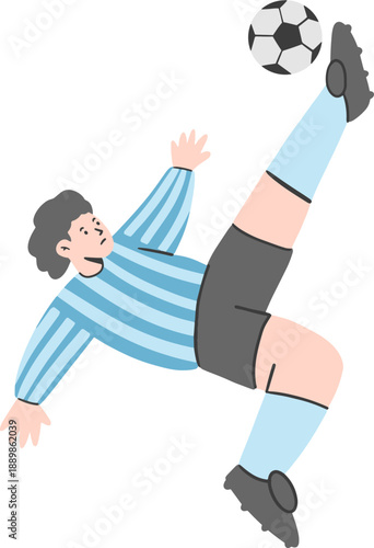 Football Action Poses Flat Vector Illustration