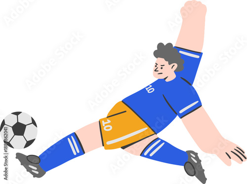 Football Action Poses Flat Vector Illustration