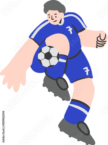 Football Action Poses Flat Vector Illustration