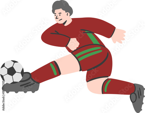 Football Action Poses Flat Vector Illustration