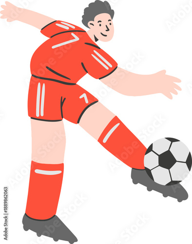 Football Action Poses Flat Vector Illustration