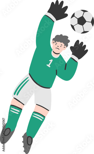 Football Action Poses Flat Vector Illustration