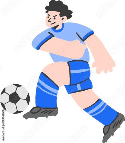Football Action Poses Flat Vector Illustration