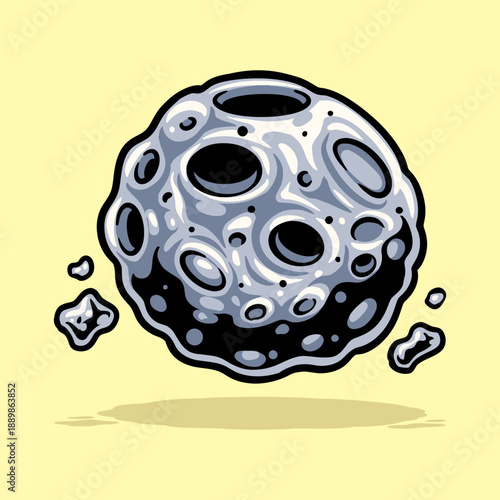 Asteroid, Meteor, Space rock, Cosmic stone Cartoon Vector Icon Illustration. Science, Astronomy, Education Concept. Sci-fi Vehicle Flat Cartoon Style