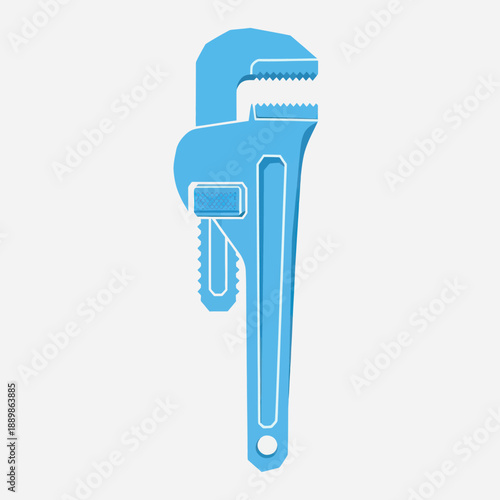 Blue Pipe Wrench Isolated on White Background, Plumbing Tool