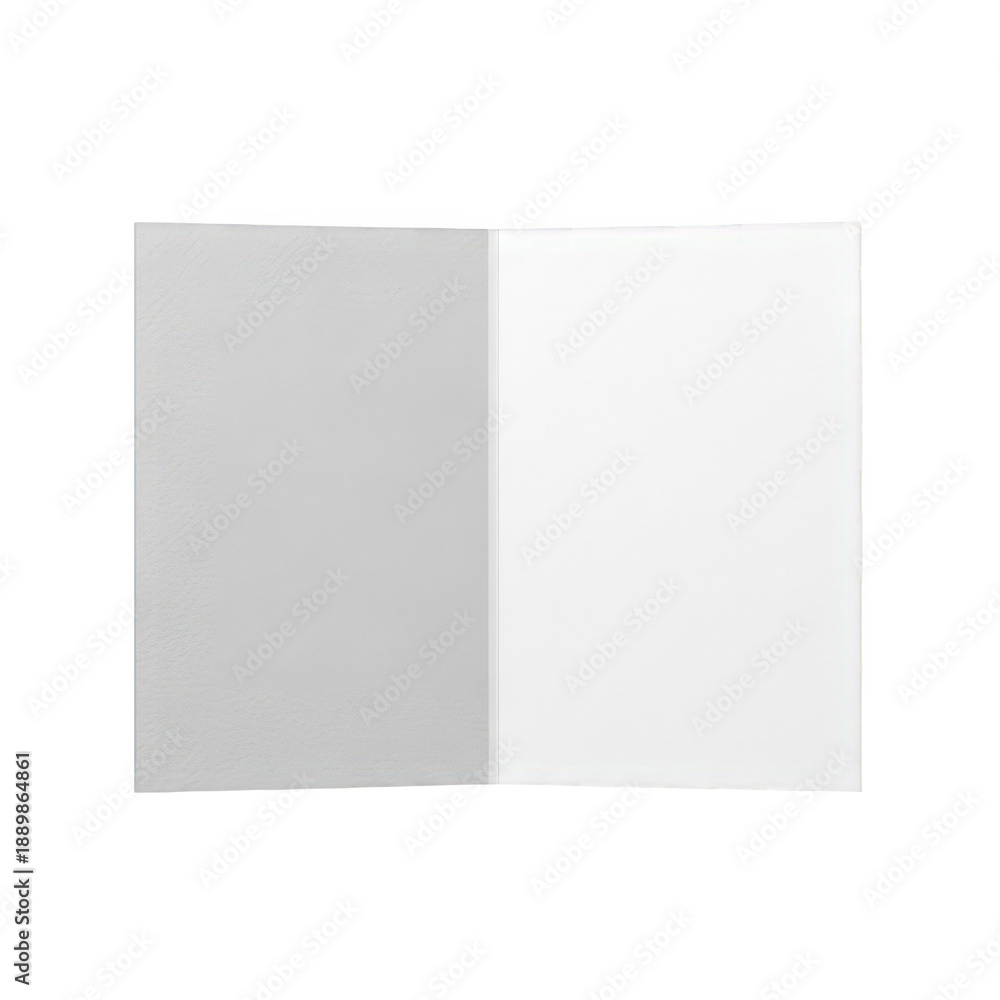 Fototapeta premium Open blank white folded greeting card or brochure with subtle texture, isolated on transparent background