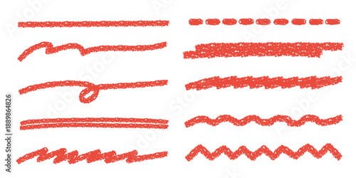 クレパスの手書き装飾ラインセット（ラフ・波線・点線）、Hand-drawn Crayon Decorative Line Set