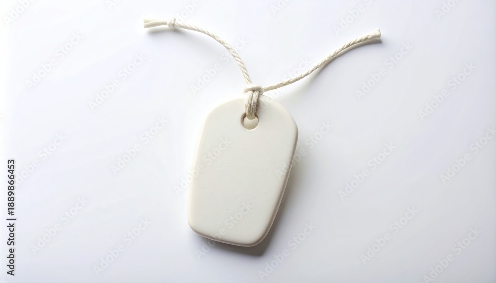 Fototapeta premium Blank White Tag with String on White Background.