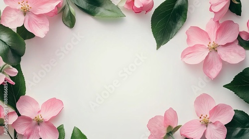 Elegant Spring Floral Frame Featuring Apple Blossoms, Perfect for Invitations and Wedding Stationery