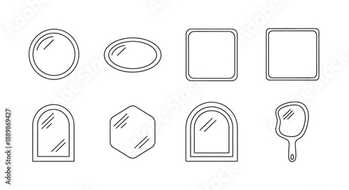 Diverse shapes of reflection: a collection of outlined mirrors in various forms for creative design