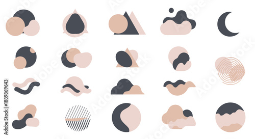 Seamless pattern featuring a blend of abstract shapes and earthy tones evoking a natural and