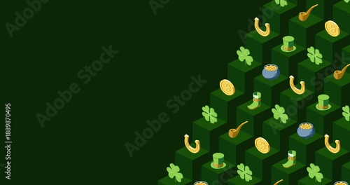St. Patrick's Day themed title page dark green loop animated background