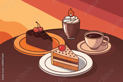 Dessert Dinner Finale Sweet Table Illustra