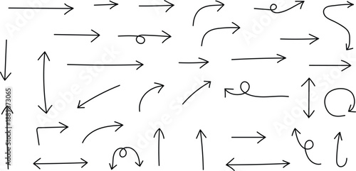 Collection of hand drawn arrows in various directions and styles