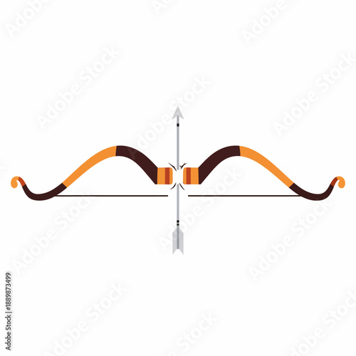 Stylized illustration of a traditional bow with two arrows crossing at its center, on a white background.