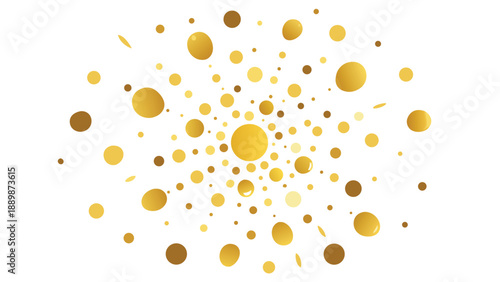 White background featuring an array of gold confetti dots, adding a touch of elegance and festivity..eps