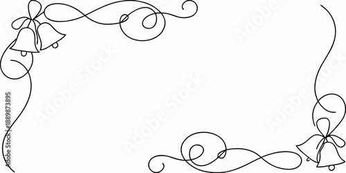 Elegant black line art featuring bells and swirling decorative flourishes