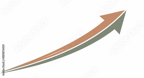 Curved upward arrow in earthy tones depicting growth, progress and success with clarity and focus
