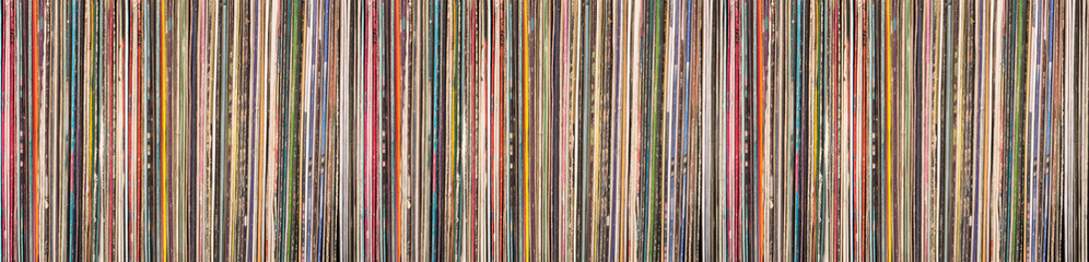 Fotobehang Muziekwinkel Kleurrijke vinylplaten verzameling  © Kornienko Alexandr