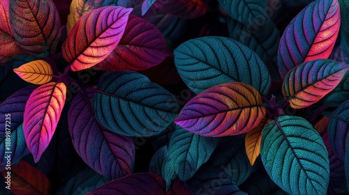 Colorful Leaves with Beautiful Leaf Veins