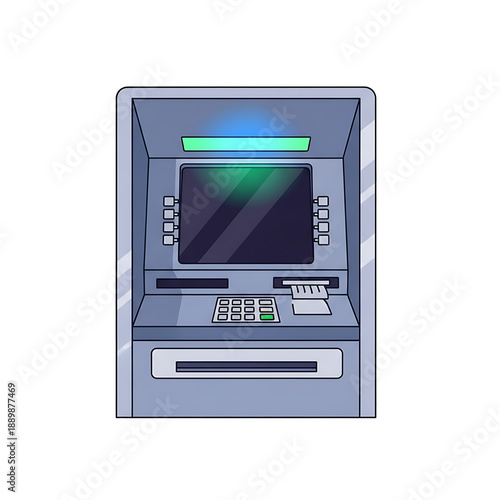 ATM machine icon representing cash withdrawal and banking services.