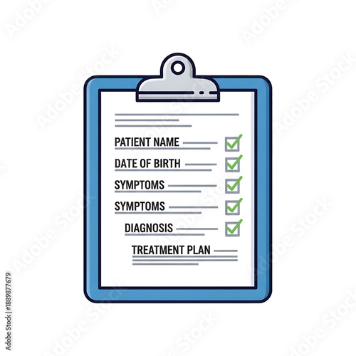 Medical checklist clipboard icon for patient records.