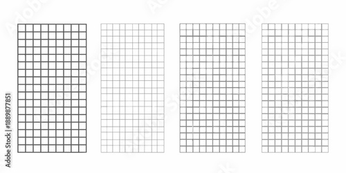 Four rectangular grids demonstrating varying densities of gray lines