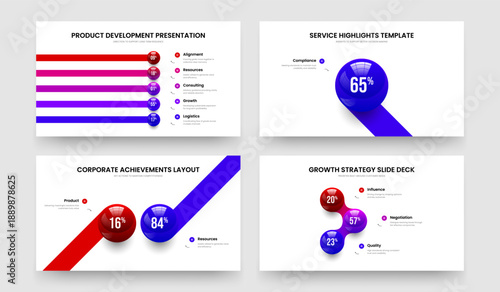 Corporate Review Five One Two Three Element Chart Presentation Layout Vector Illustration Bundle. Product Showcase 5 1 2 3 Step Infographic Frame Template Set.