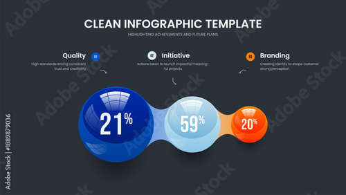 Consulting Portfolio Three Element Chart Frame Layout. Company Briefing Slideshow Template Vector Illustration. Educational Solution 3 Option Diagram Presentation Design.