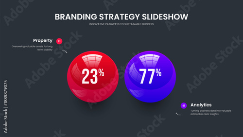 Medical Innovation Two Option Diagram Presentation Design. Elegant Visualization Slide Layout Vector Illustration. Company Forecast 2 Element Infographic Slideshow Template.