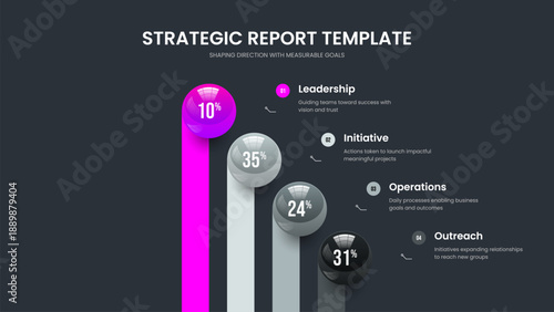 Financial Campaign 4 Element Diagram Slide Template. Elegant Analysis Four Step Chart Frame Design. Corporate Profile Slideshow Layout Vector Illustration.