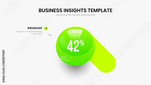 Product Innovation Slideshow Design Vector Illustration. Corporate Growth 1 Step Diagram Slide Layout. Investor Profile One Option Chart Presentation Template.