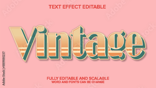 3d text effect vintage vector editable