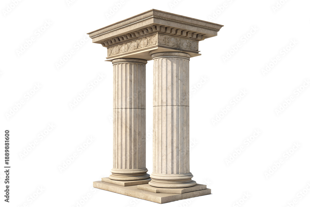 Fototapeta premium Simple architectural column, classical proportions, stone material, minimal details, realistic texture, isolated on transparent background, PNG cutout, soft studio lighting, no decoration