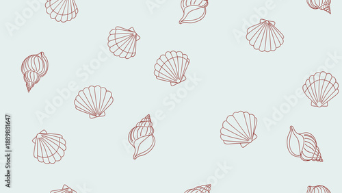 Seashell pattern with pastel background featuring delicate outlined design