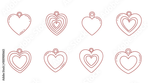 Minimalist outline heart charms collection for valentine's day designs