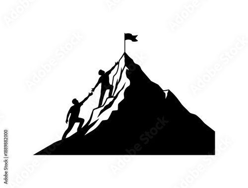 Mountain Climbers Reaching Summit