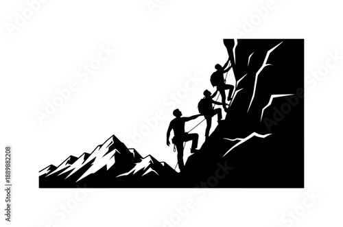 Mountaineers Climbing Vector Illustration