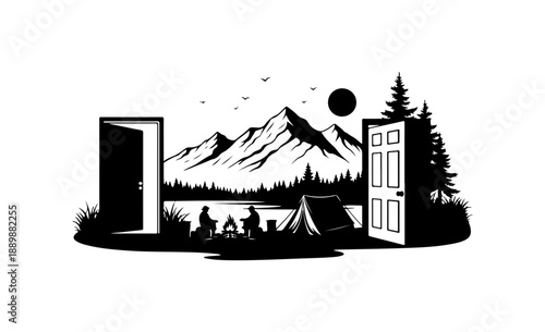 Mountain Camping with Cabin and Tent