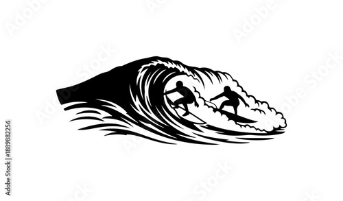 Surfer Riding a Big Wave