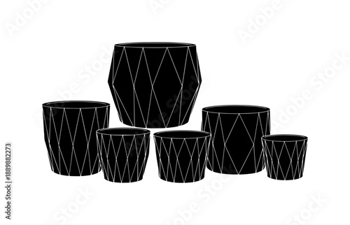 Modern Black Ceramic Planters Set