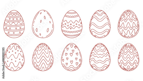 Decorative easter egg set with hand-drawn patterns for festive designs