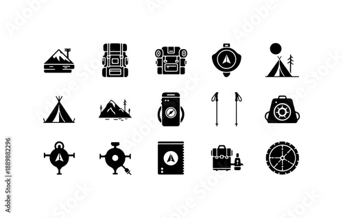 Outdoor Camping and Hiking Icons